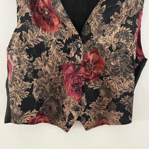 Erica Simone Vintage Floral Tapestry Vest Size Large Gold - Picture 3 of 7